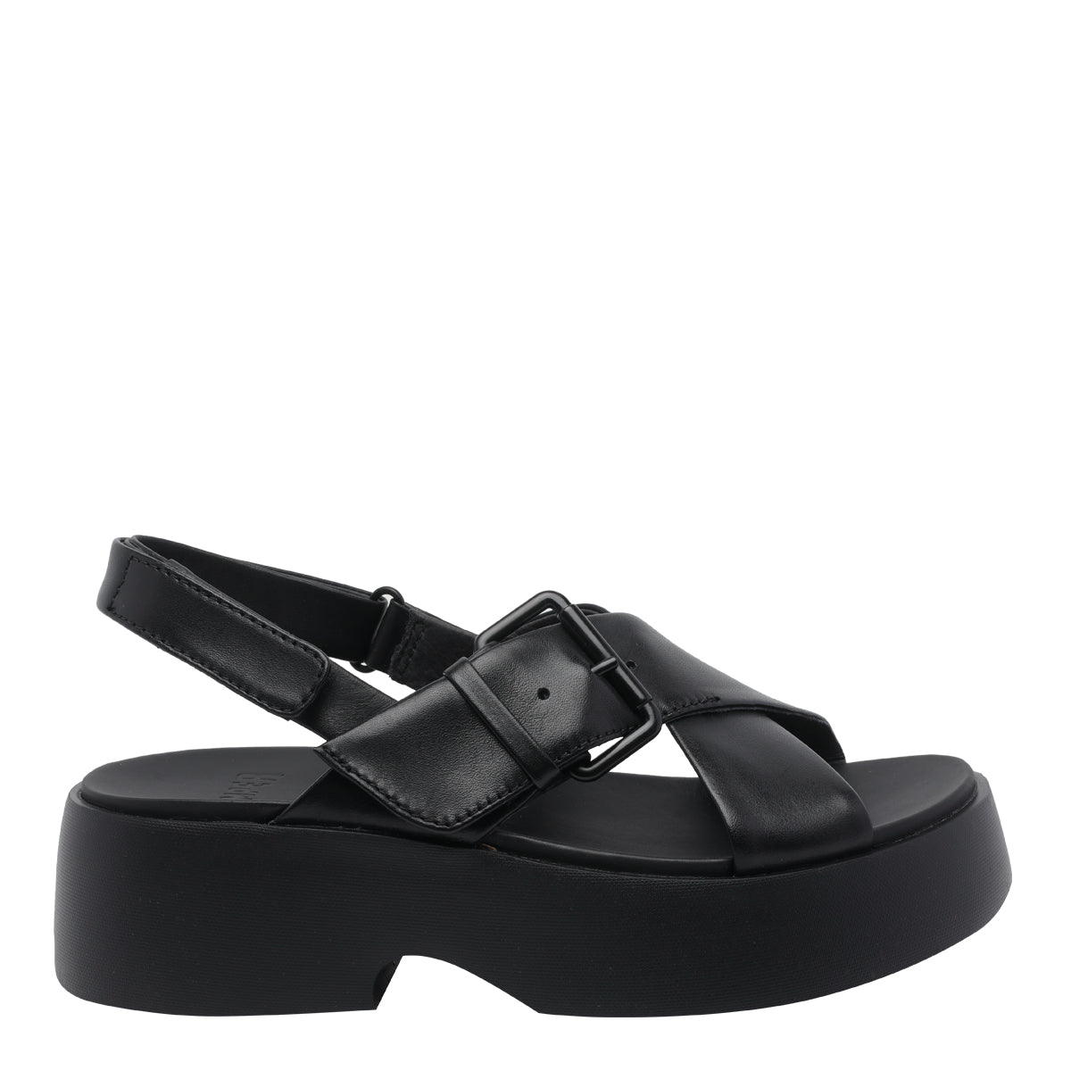 Camper Sandals Black Calf Leather/rubber Sole