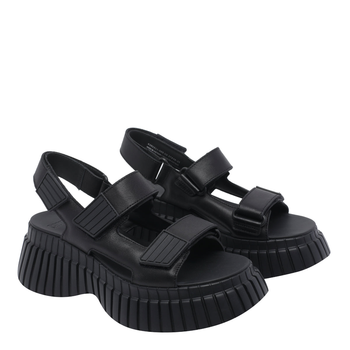 Camper Sandals Black Calf Leather/rubber Sole
