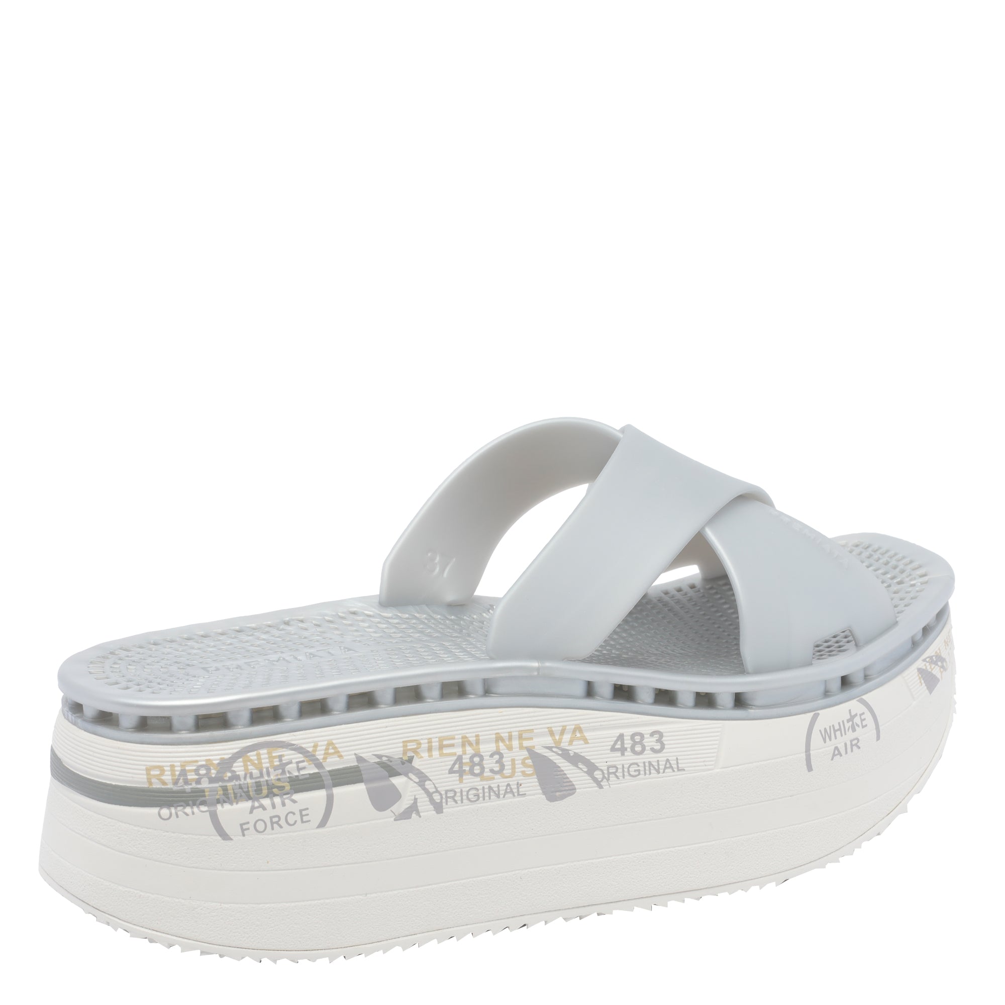 Premiata Sandals Silver Rubber/rubber Sole