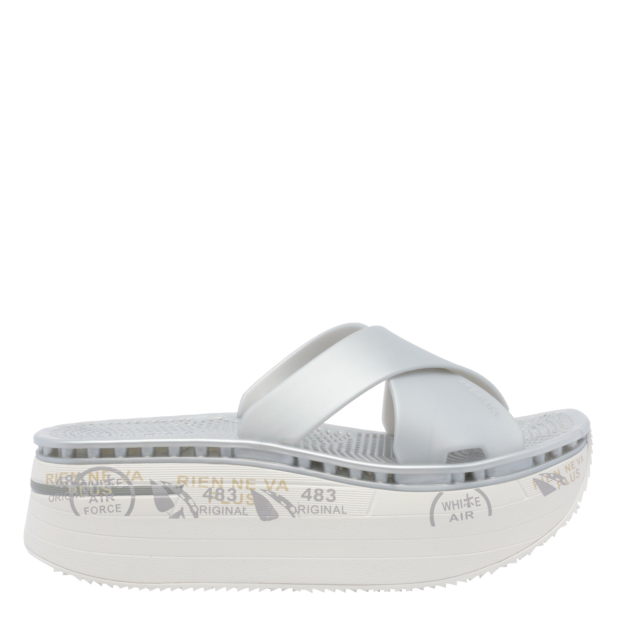 Premiata Sandals Silver Rubber/rubber Sole