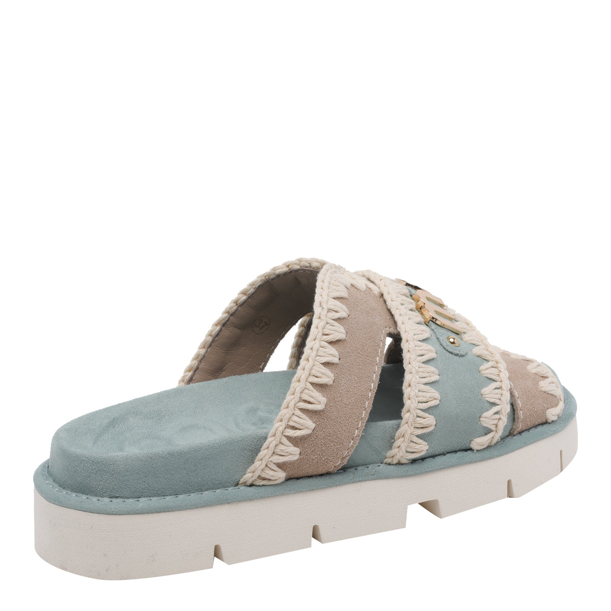 Mou Sandals Blue Suede Leather/rubber Sole