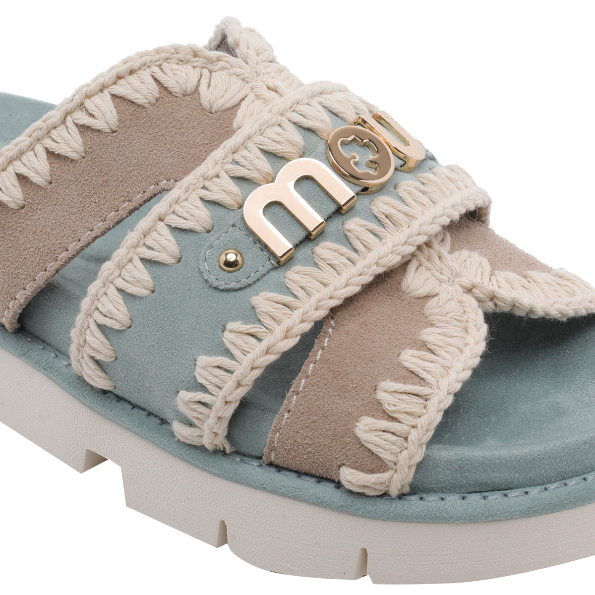 Mou Sandals Blue Suede Leather/rubber Sole