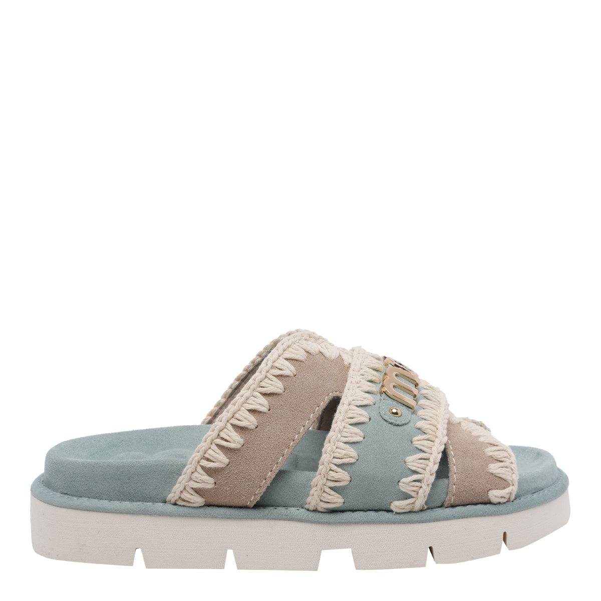 Mou Sandals Blue Suede Leather/rubber Sole