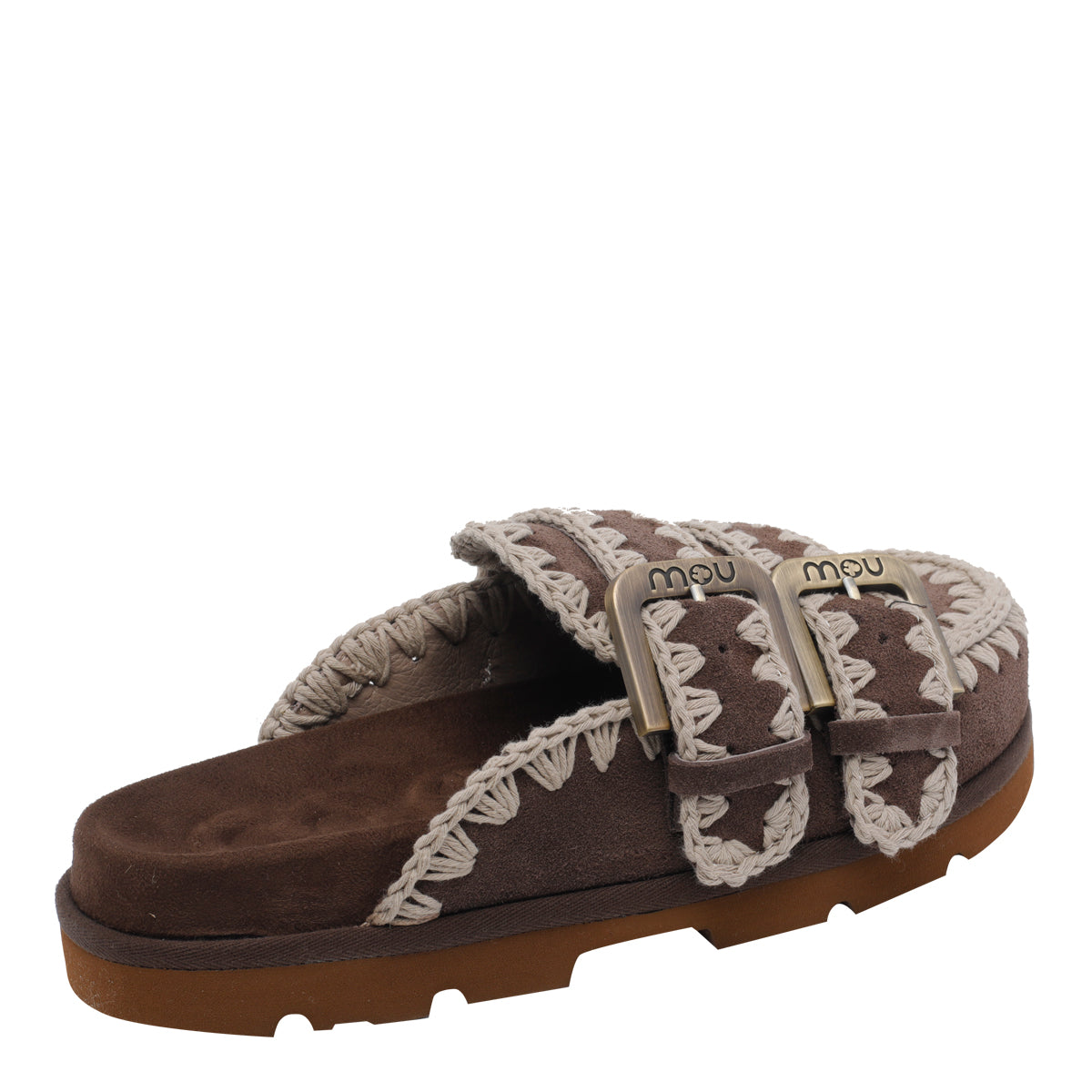 Mou Sandals Brown Suede Leather/rubber Sole