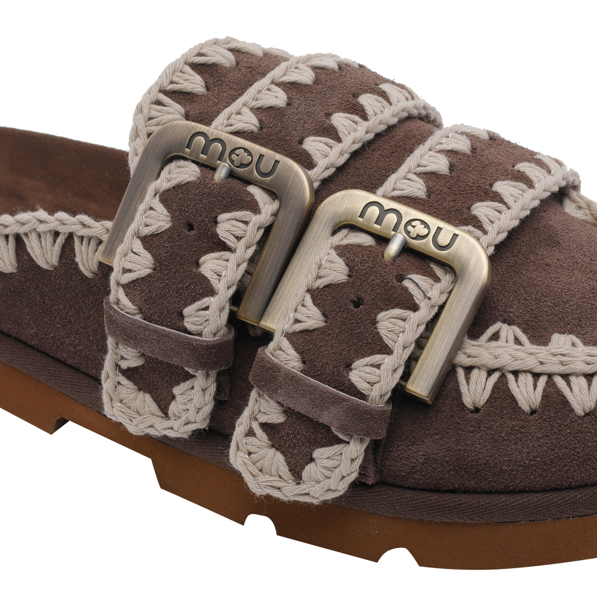Mou Sandals Brown Suede Leather/rubber Sole