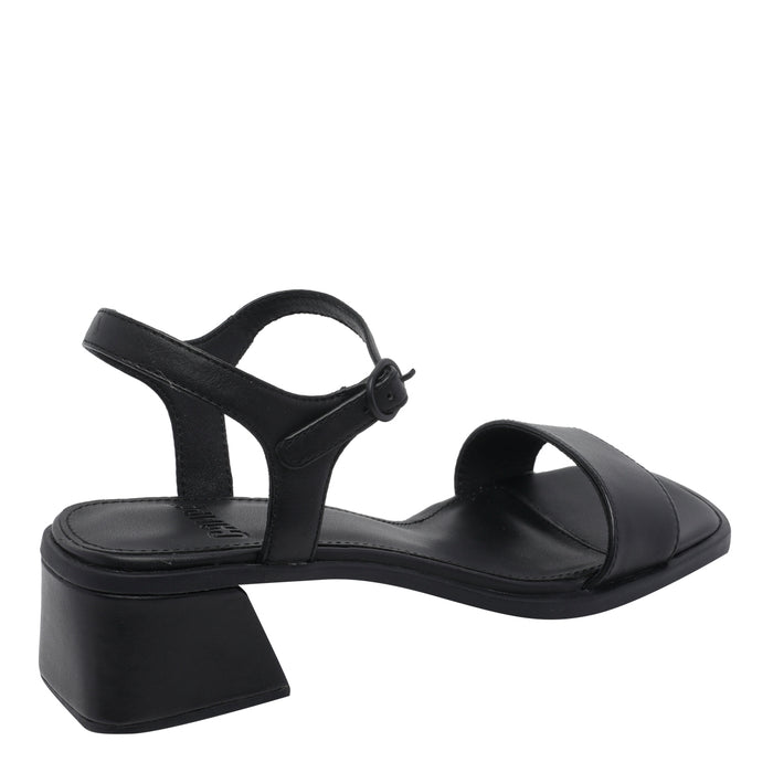 Camper With Heel Black Calf Leather/rubber Sole