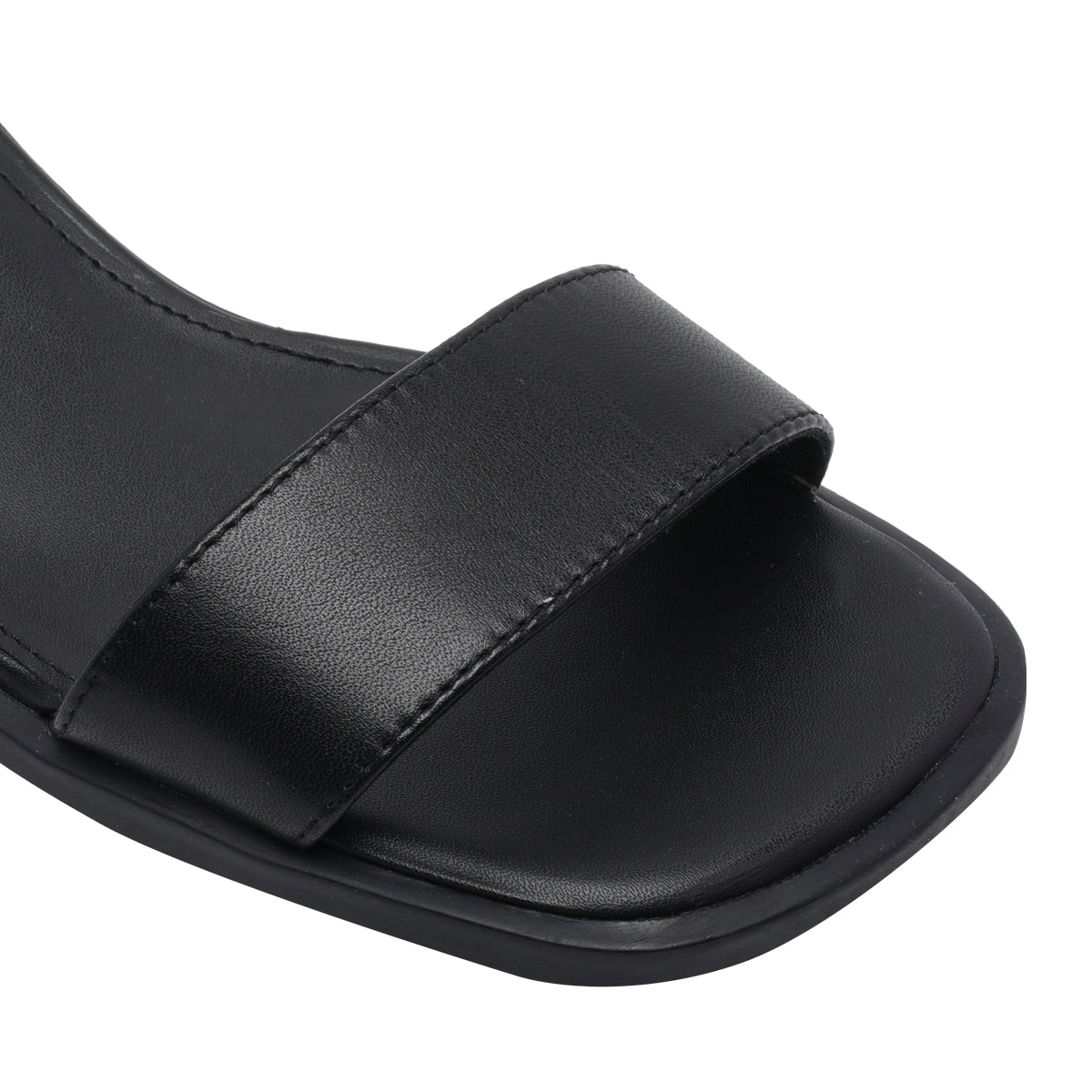 Camper With Heel Black Calf Leather/rubber Sole