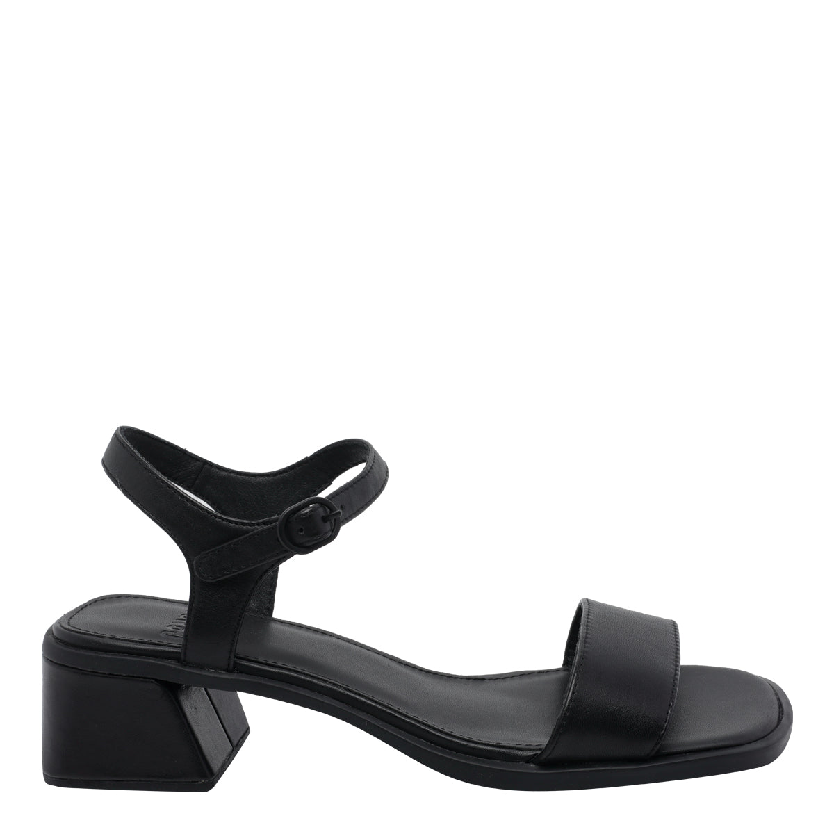 Camper With Heel Black Calf Leather/rubber Sole