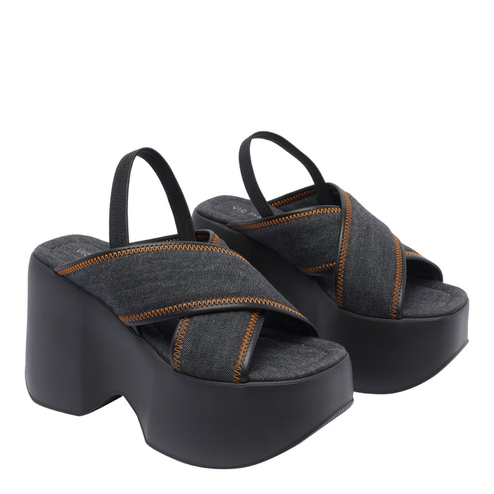 Vic Matie Sandals Black Fabric/rubber Sole