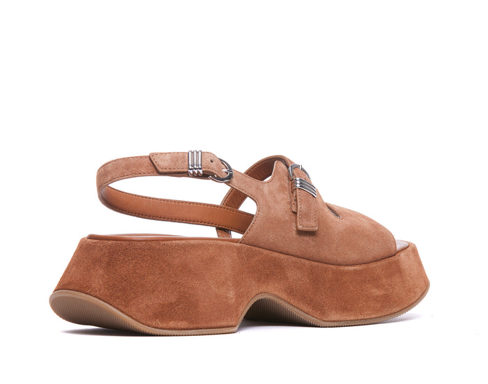 Vic Matie Sandals Brown Suede Leather/rubber Sole