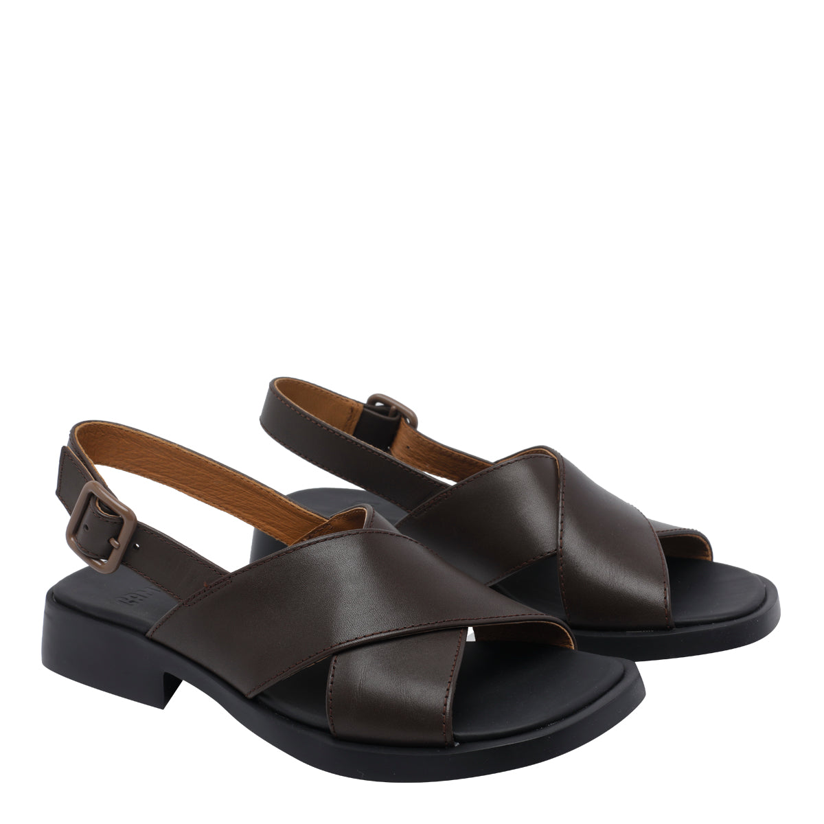 Camper Sandals Brown Calf Leather/rubber Sole