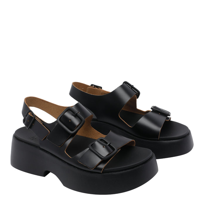Camper Sandals Black Calf Leather/rubber Sole