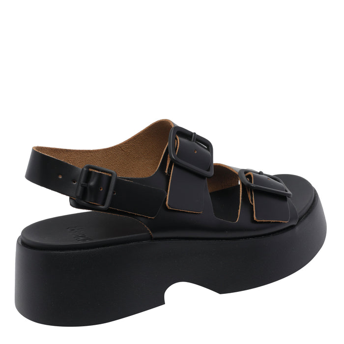 Camper Sandals Black Calf Leather/rubber Sole