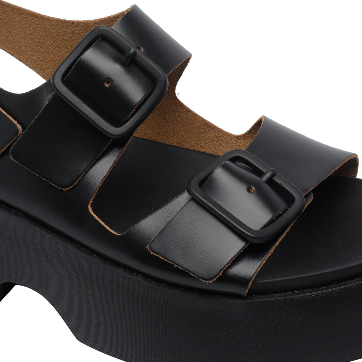 Camper Sandals Black Calf Leather/rubber Sole