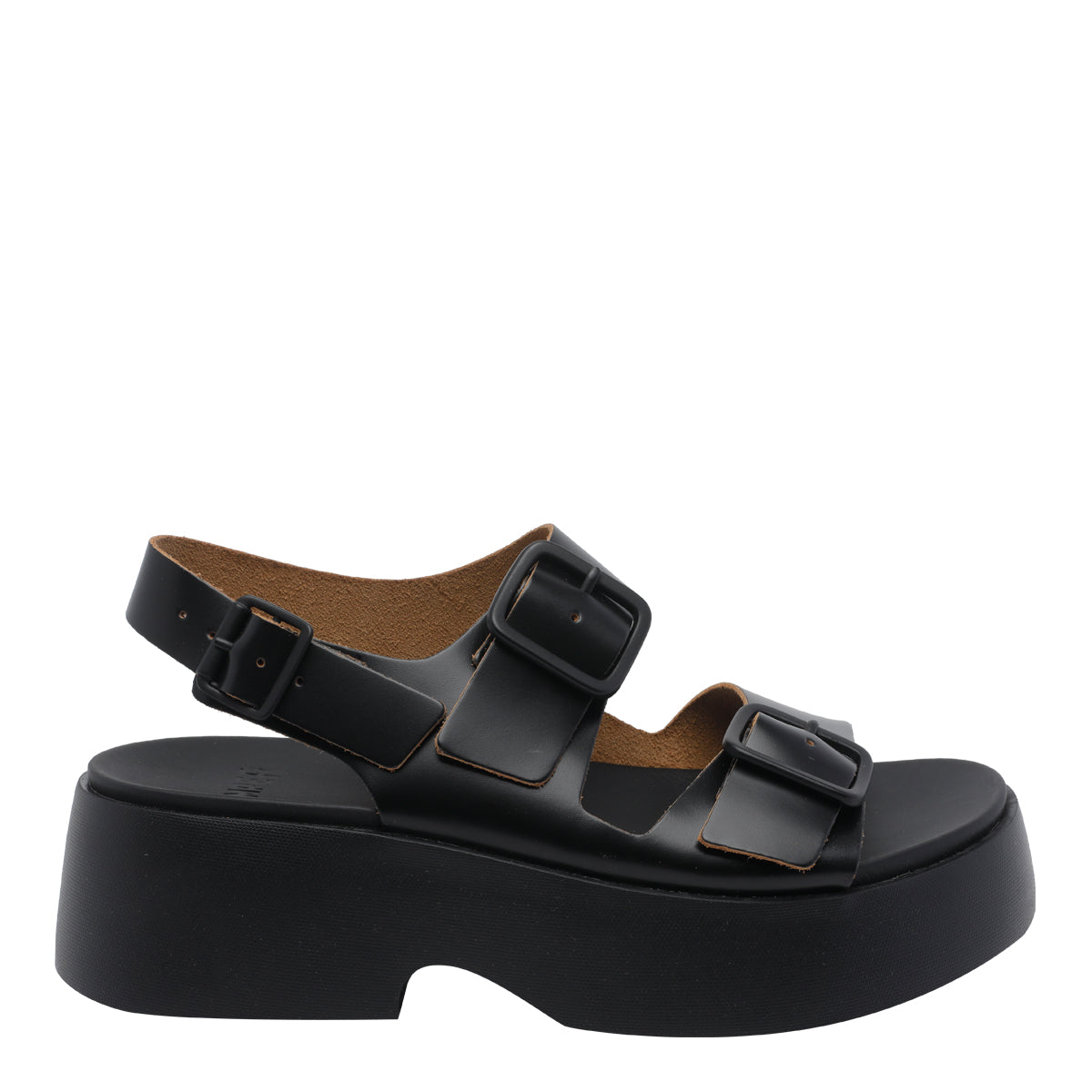 Camper Sandals Black Calf Leather/rubber Sole