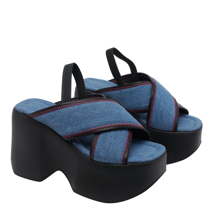Vic Matie Sandals Blue Fabric/ Rubber Sole