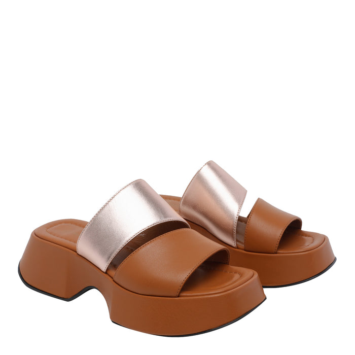 Vic Matie Sandals Brown Calf Leather/rubber Sole