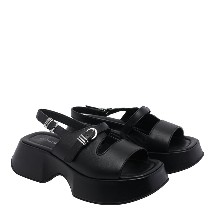 Vic Matie Sandals Black Calf Leather/rubber Sole