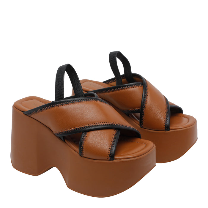 Vic Matie Sandals Brown Calf Leather/rubber Sole