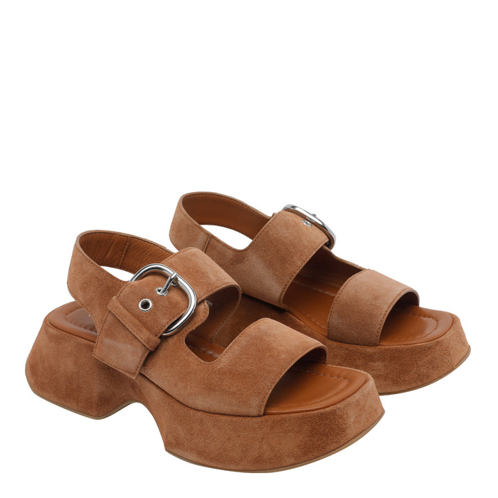 Vic Matie Sandals Brown Suede Leather/rebber Sole