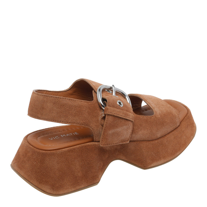 Vic Matie Sandals Brown Suede Leather/rebber Sole