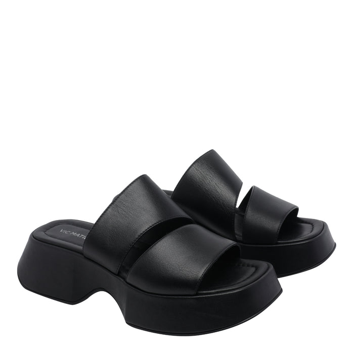 Vic Matie Sandals Black Calf Leather/rubber Sole