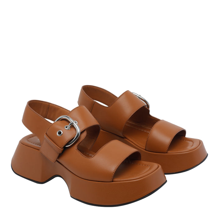 Vic Matie Sandals Brown Calf Leather/rubber Sole