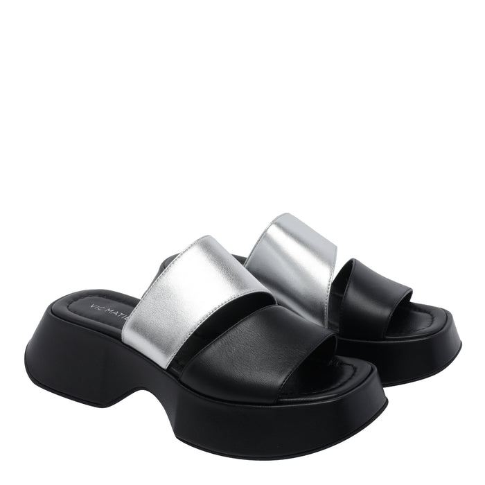 Vic Matie Sandals Black Calf Leather/rubber Sole