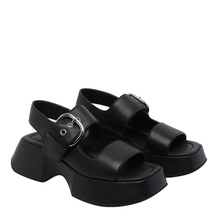 Vic Matie Sandals Black Calf Leather/rubber Sole