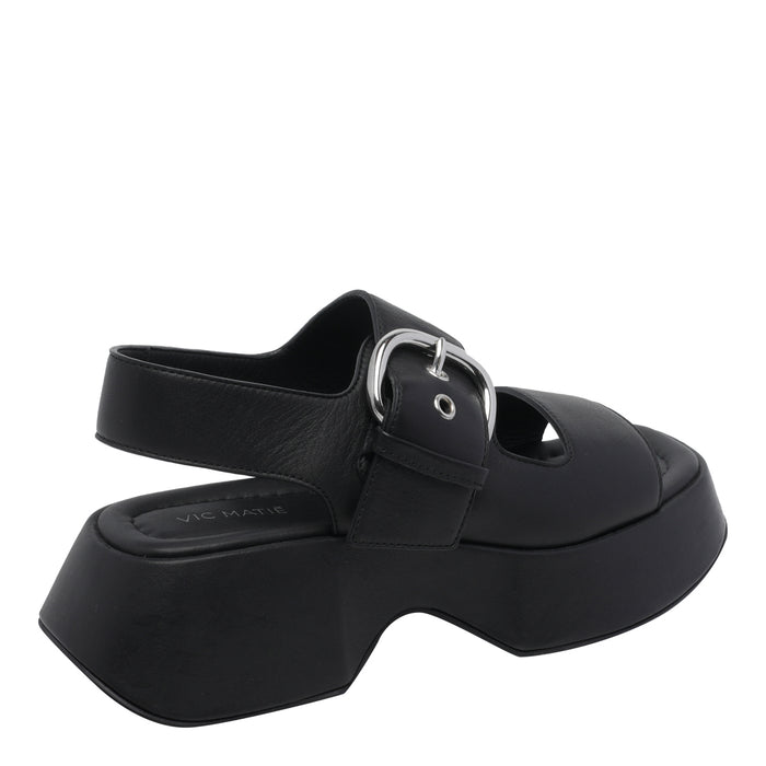 Vic Matie Sandals Black Calf Leather/rubber Sole