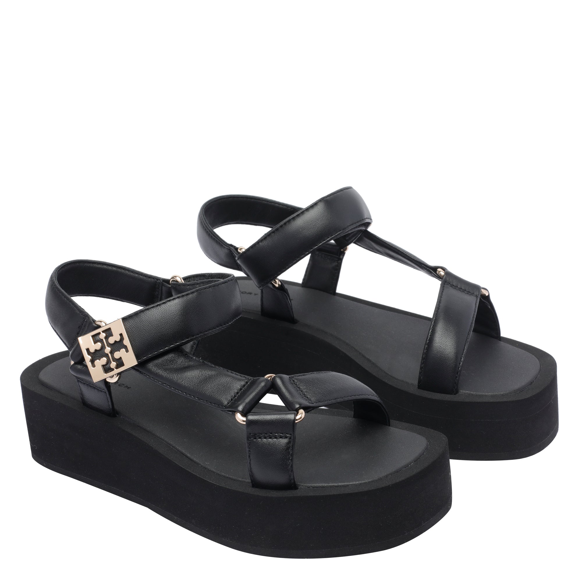 Tory Burch Sandals Black Leather / Rubber Sole