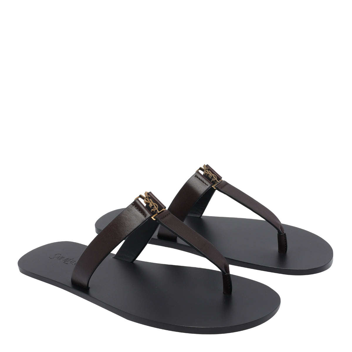 Saint Laurent Sandals Brown Calf Leather/leather Sole