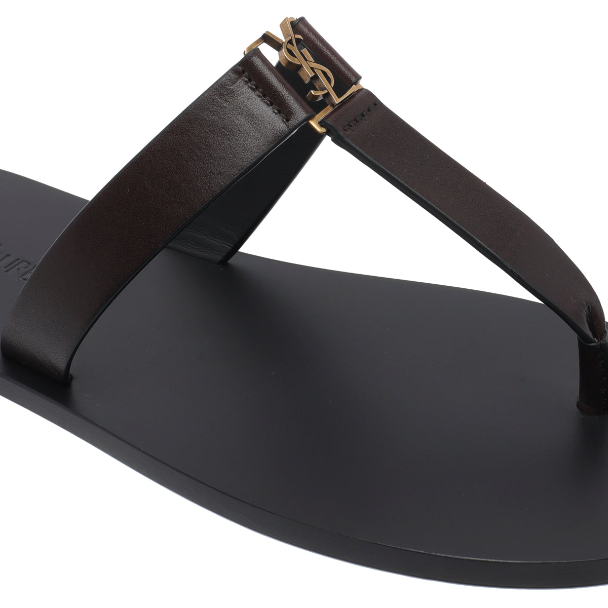Saint Laurent Sandals Brown Calf Leather/leather Sole