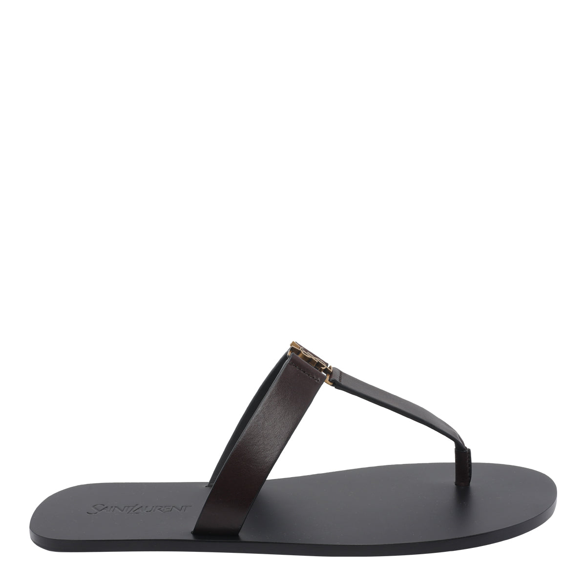 Saint Laurent Sandals Brown Calf Leather/leather Sole