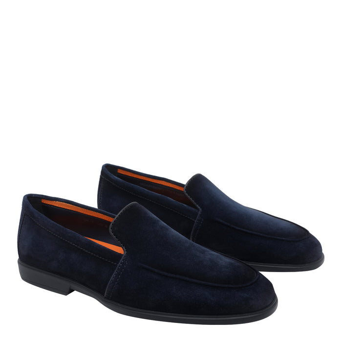 Santoni Flat shoes Blue Suede Leather/rubber Sole