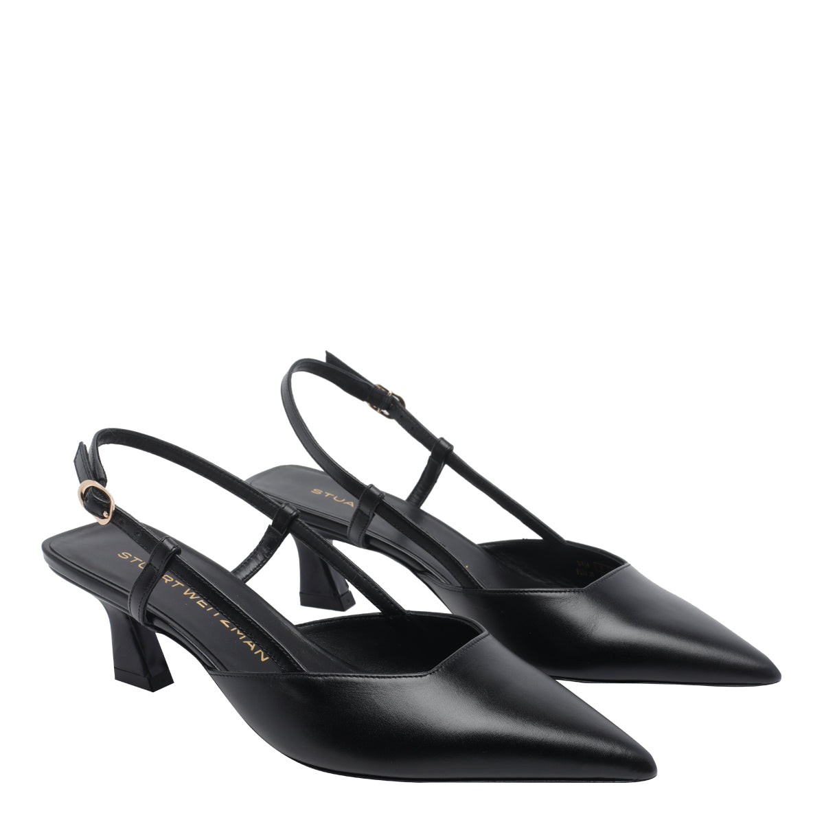 Stuart Weitzman With Heel Black Calf Leather/leather Sole