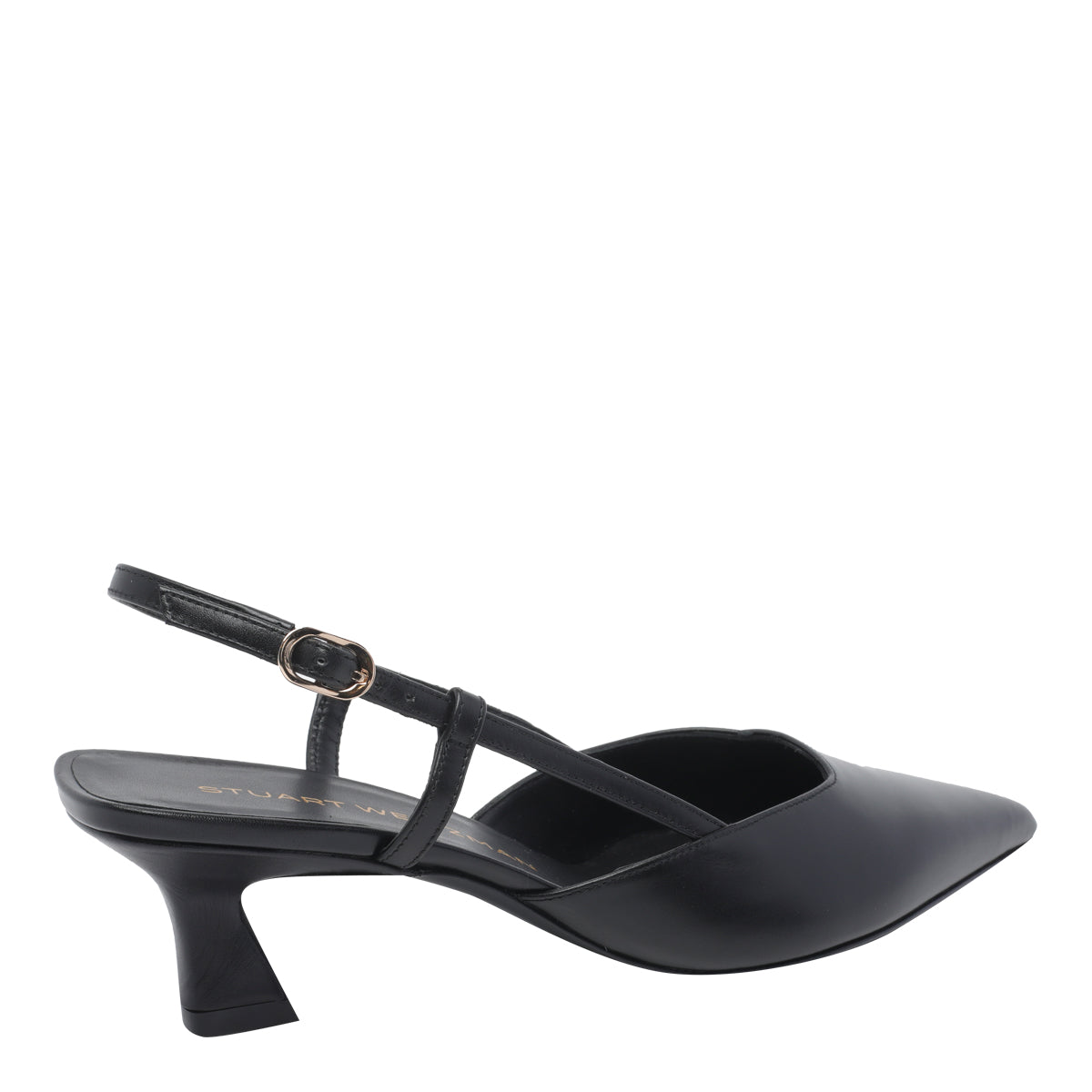 Stuart Weitzman With Heel Black Calf Leather/leather Sole