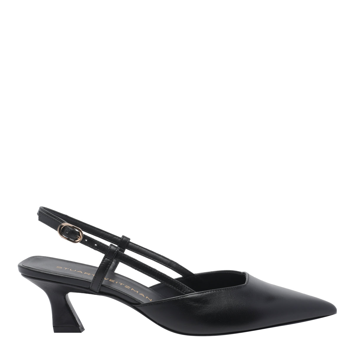 Stuart Weitzman With Heel Black Calf Leather/leather Sole