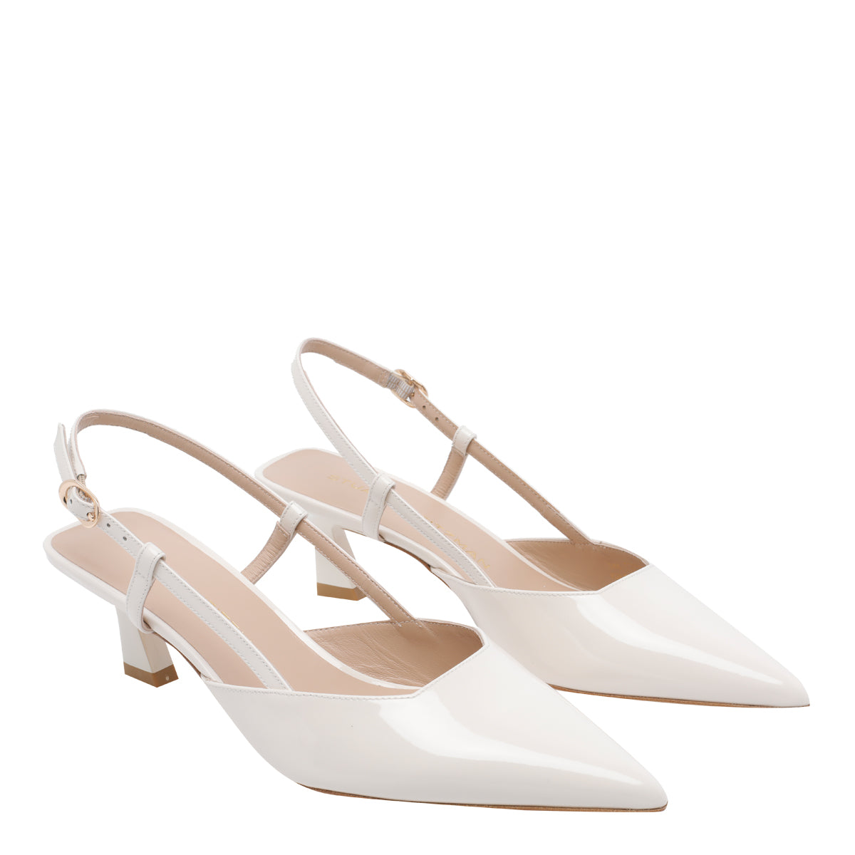 Stuart Weitzman With Heel White Patent Leather/leather Sole