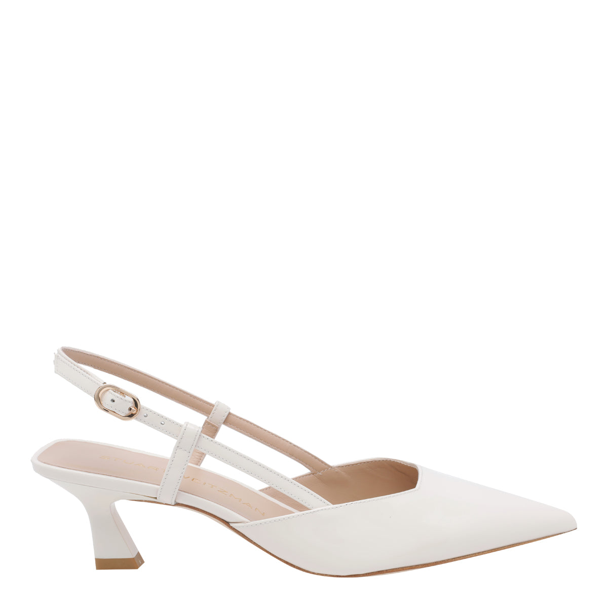 Stuart Weitzman With Heel White Patent Leather/leather Sole