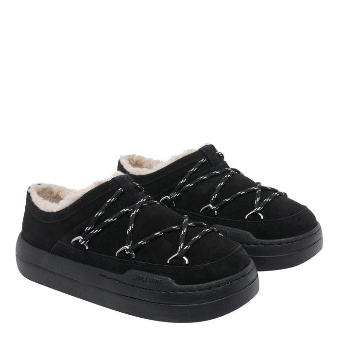 Moon Boot Sandals Black Suede Leather/rubber Sole