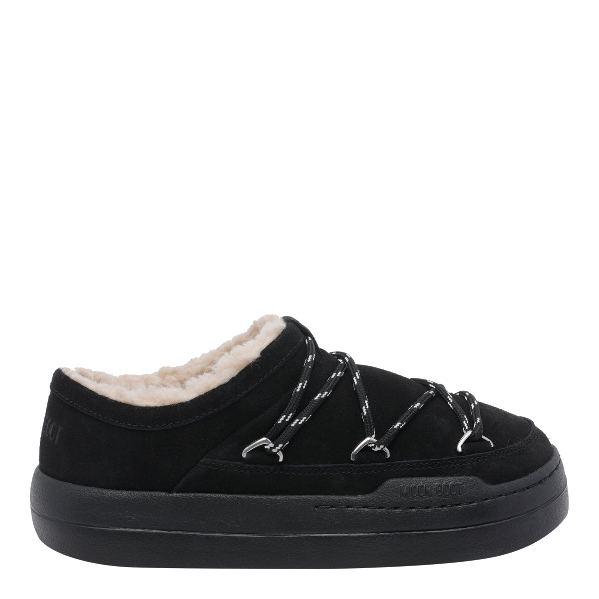 Moon Boot Sandals Black Suede Leather/rubber Sole