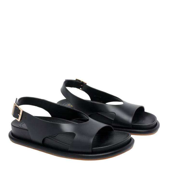 Palomitas by Paloma Barcelo Sandals Black Calf Leather/rubber Sole
