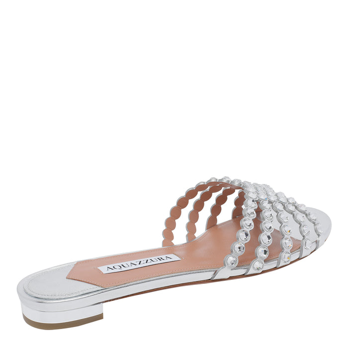 Aquazzura Sandals Silver Calf Leather/leather Sole