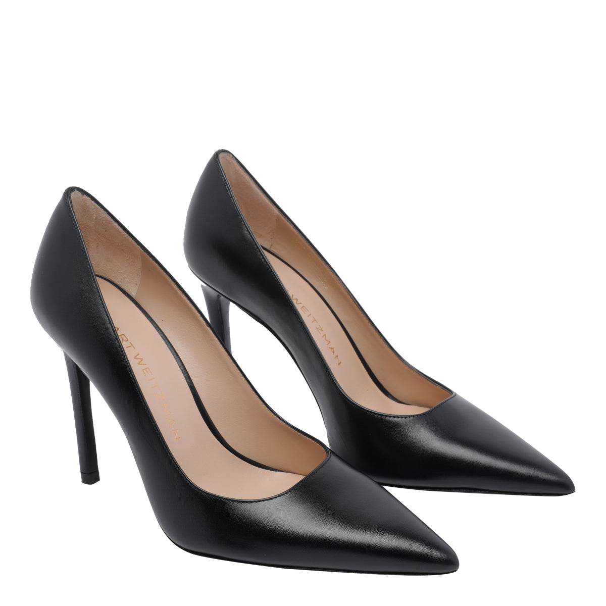 Stuart Weitzman With Heel Black Calf Leather/leather Sole