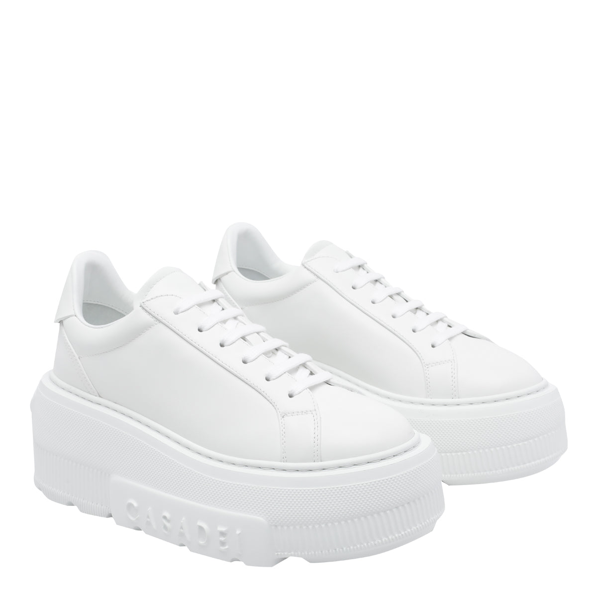 Casadei Sneakers White Leather/rubber Sole