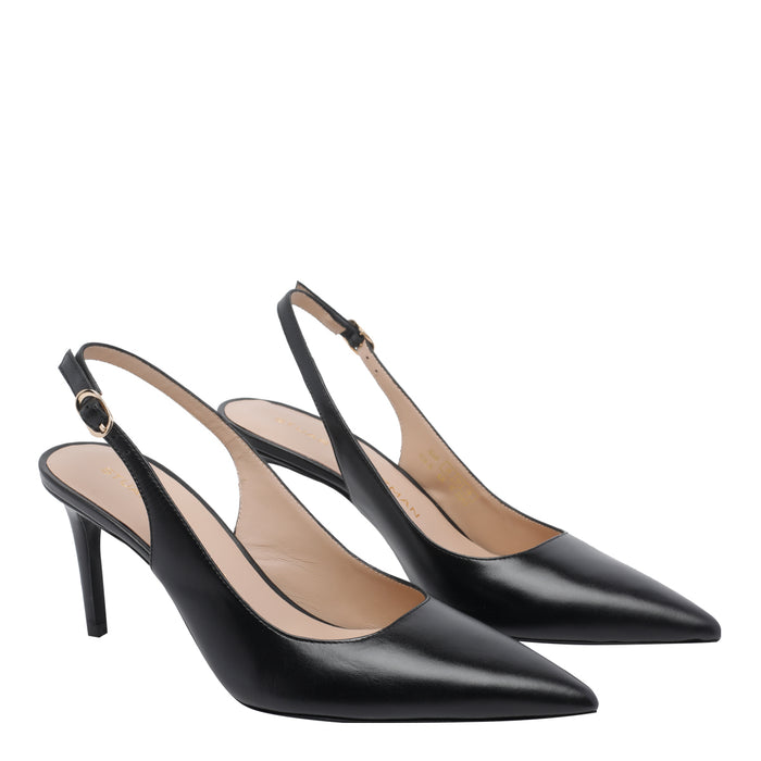Stuart Weitzman With Heel Black Calf Leather/leather Sole