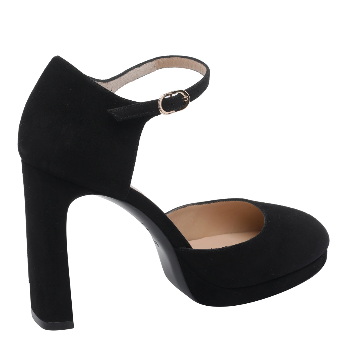 Stuart Weitzman With Heel Black Suede Leather/leather Sole