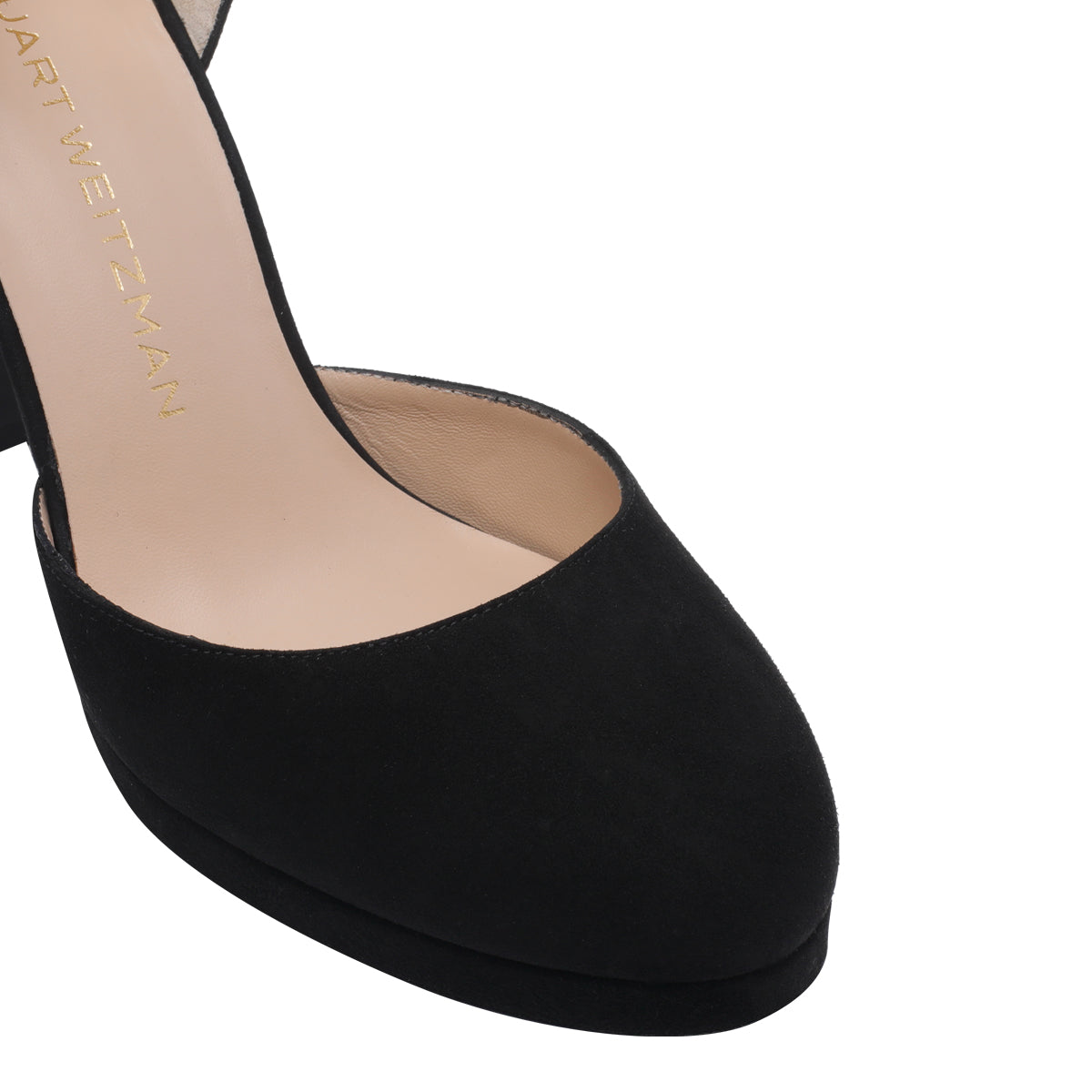 Stuart Weitzman With Heel Black Suede Leather/leather Sole