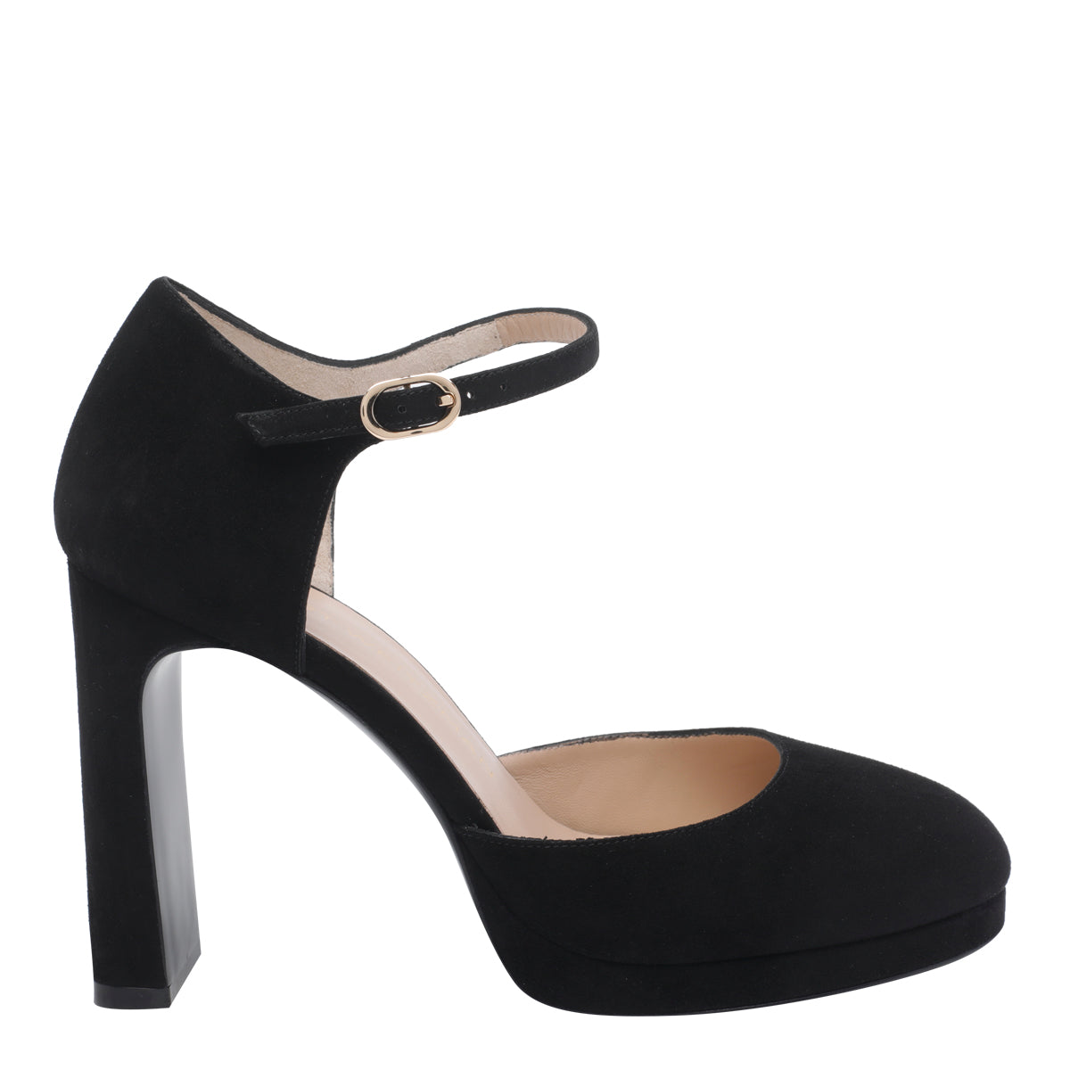Stuart Weitzman With Heel Black Suede Leather/leather Sole